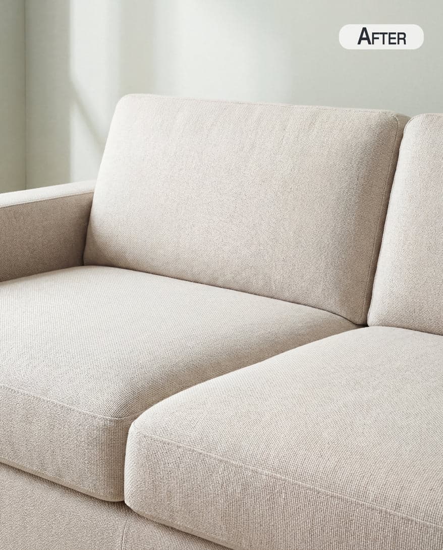 Clean sofa after removing embedded pet hair with ShedEase