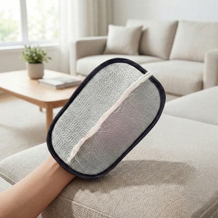 ShedEase pad lifting embedded pet hair from sofa fabric